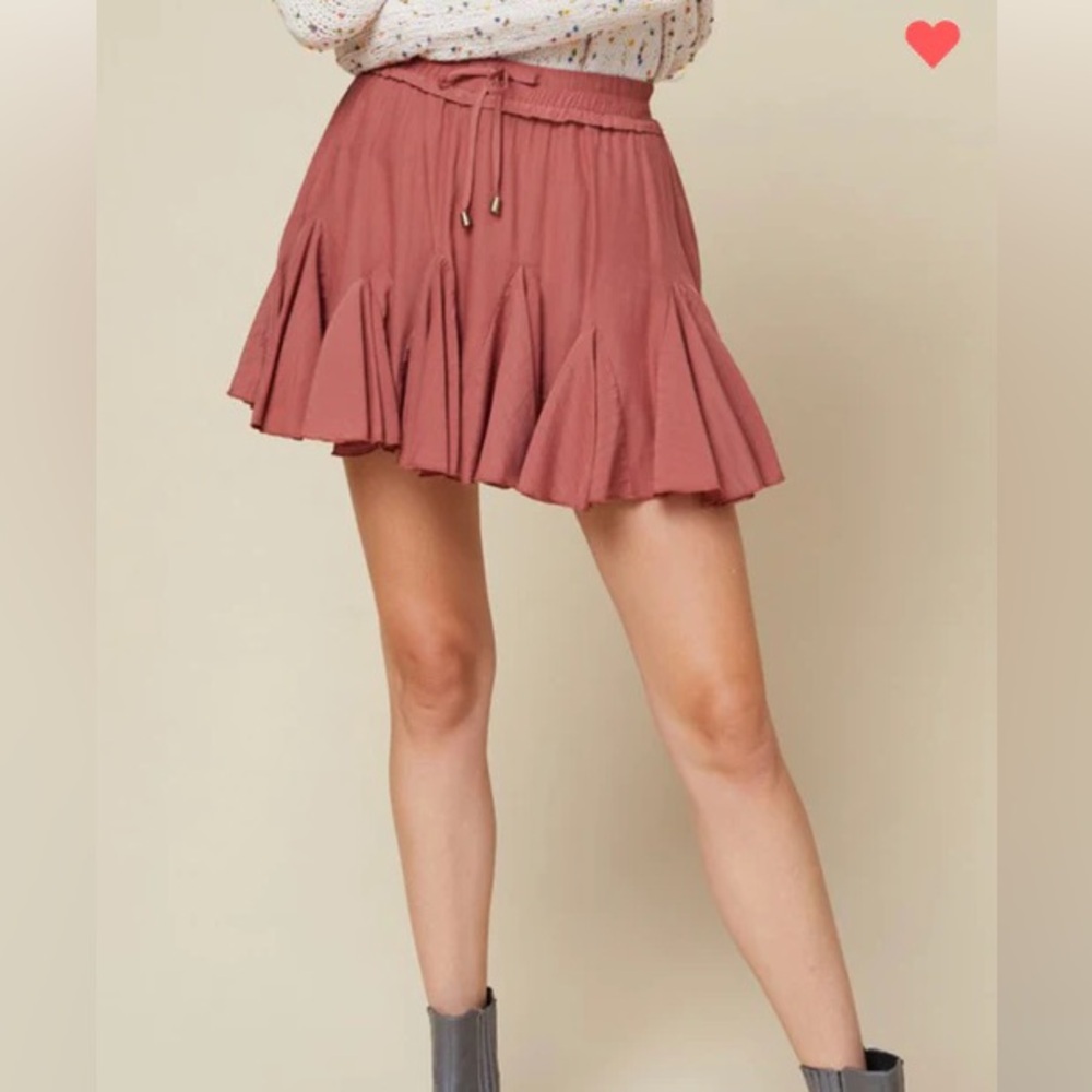 Women's Mauve Ruffle Skort with Drawstring Waist